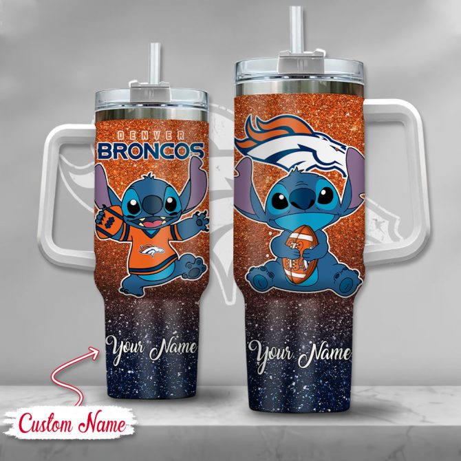Custom Name Denver Broncos Stitch Tumbler - Personalized Gift for Fans