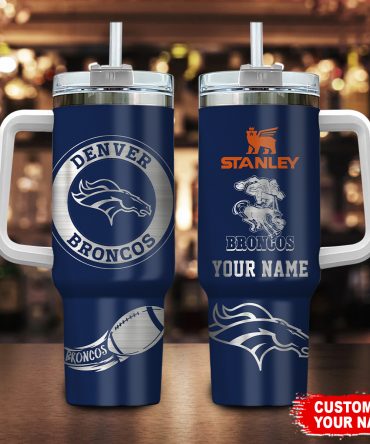 Customizable Denver Broncos Tumbler with Straw - Personalized NFL Fan Gift
