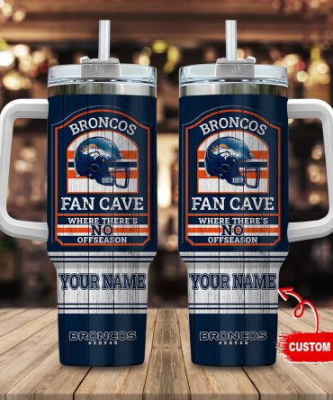 Custom Name Broncos Fan Cave Tumbler - Personalized NFL Drinkware