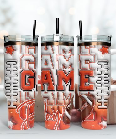 Game Day Double-Wall Tumbler with Handle and Straw - Perfect for Sports Fans