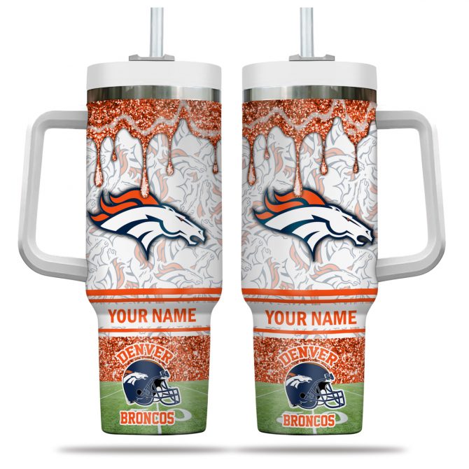 Personalized Denver Broncos Tumbler with Straw - Custom Name & Logo Design - Image 2