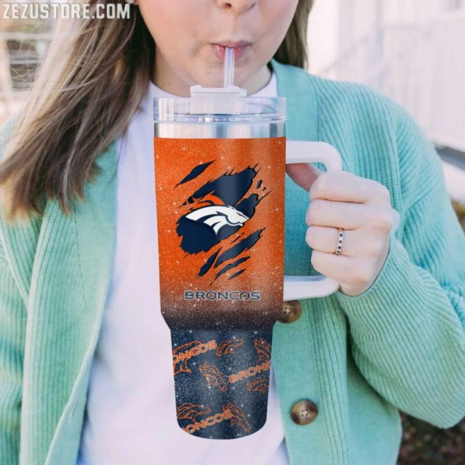 Custom Broncos Tumbler with Handle – Personalized Fan Gift - Image 2