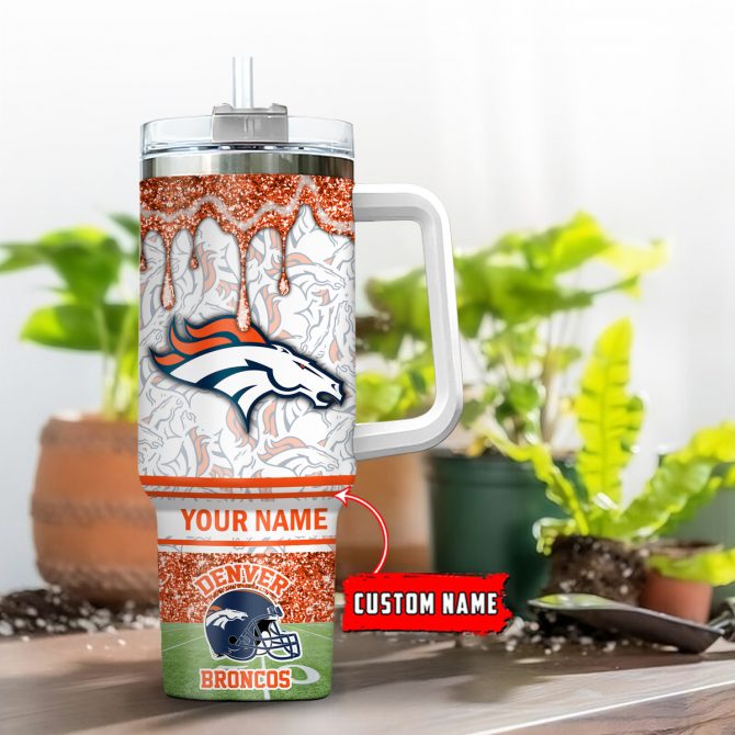 Personalized Denver Broncos Tumbler with Straw - Custom Name & Logo Design
