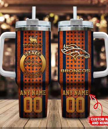 Customizable Denver Football Team Tumbler - Personalized Name & Number