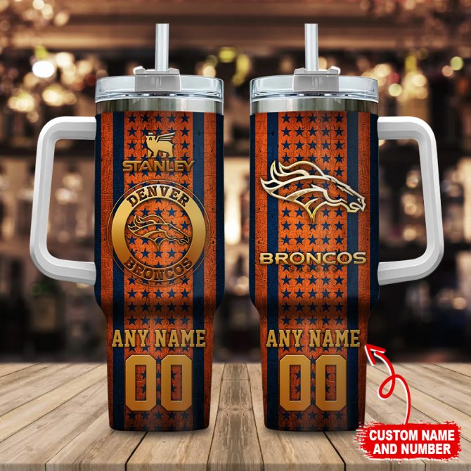 Customizable Denver Football Team Tumbler - Personalized Name & Number
