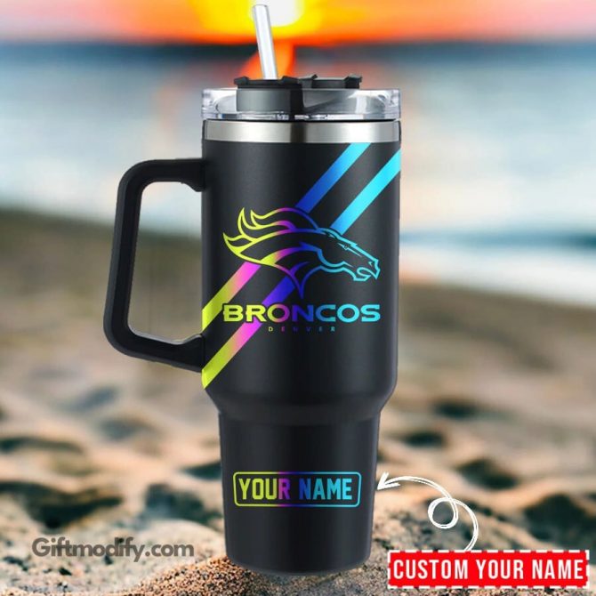 Customizable Broncos Travel Mug with Personalized Name - Perfect Gift for Fans