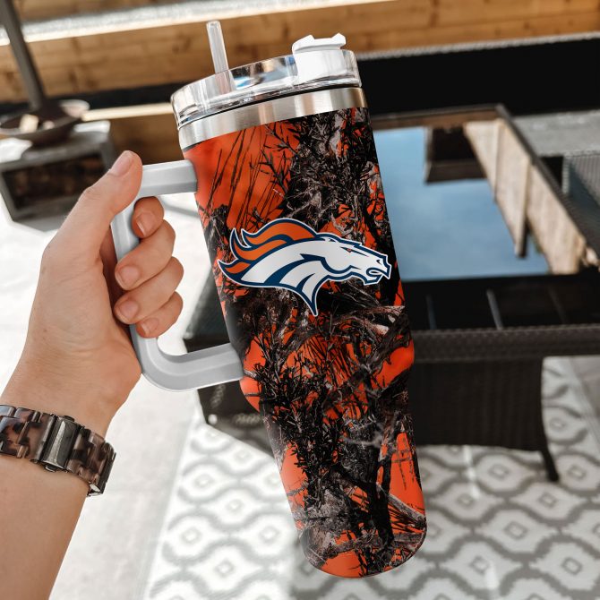 Denver Broncos Tumbler with Handle - Durable Insulated Travel Mug - Image 2