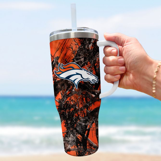 Denver Broncos Tumbler with Handle - Durable Insulated Travel Mug - Image 3