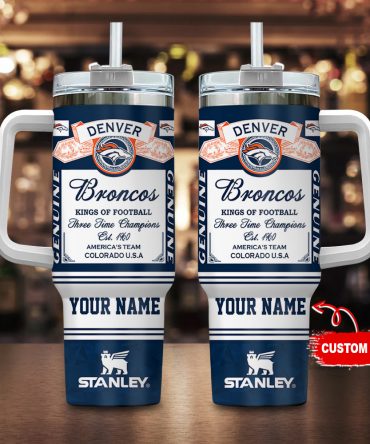 Personalized Denver Broncos Insulated Tumbler with Handle - Custom Name Gift