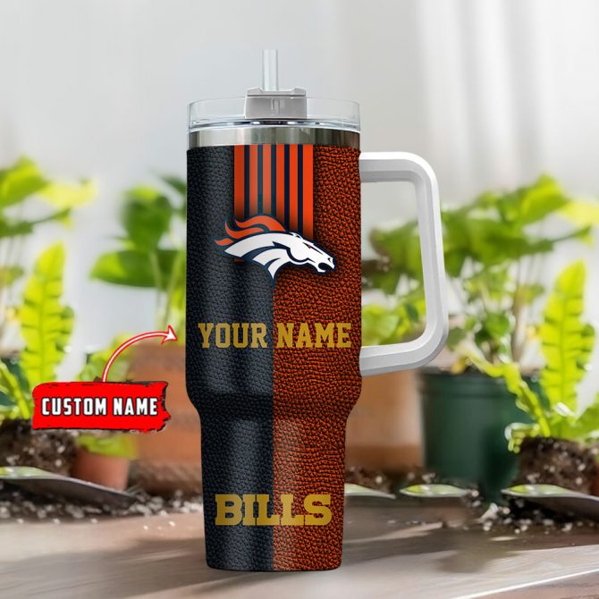 Custom Name Football Team Tumbler with Handle - Personalized Fan Gift - Image 2