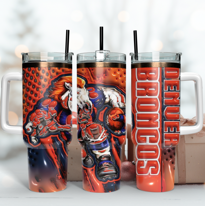 Vibrant Broncos Tumbler with Straw - Ultimate Fan Gift for Any Occasion