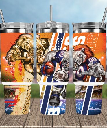Dynamic Football Lion Stainless Steel Tumbler - Perfect Gift for Sports Fans