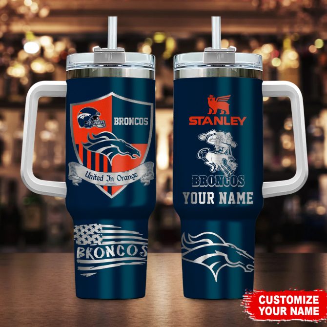 Customizable Broncos Tumbler - Personalized 40oz Insulated Travel Mug