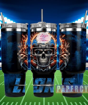 Cool Skull Flames Football Team Tumbler – Insulated Stainless Steel Travel Mug
