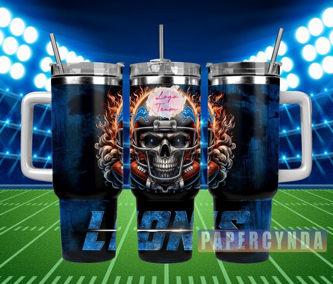 Cool Skull Flames Football Team Tumbler – Insulated Stainless Steel Travel Mug