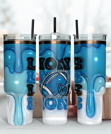 Stylish Blue Drip Football Tumbler with Straw - Perfect for Game Day