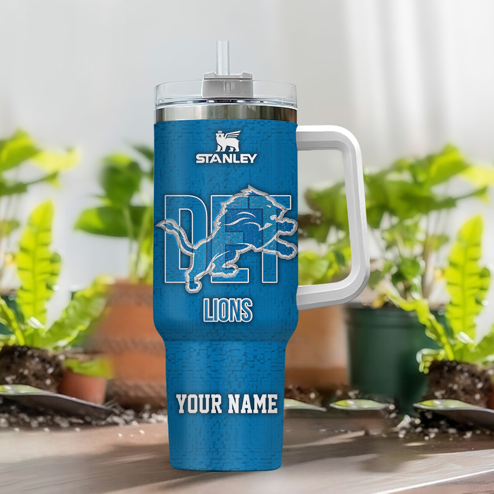 Customizable Detroit Lions Tumbler with Handle - Personalized NFL Fan Gift - Image 2