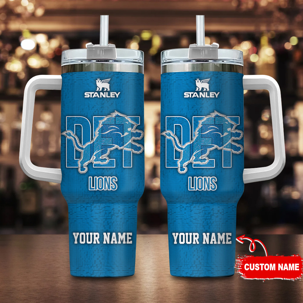 Customizable Detroit Lions Tumbler with Handle - Personalized NFL Fan Gift