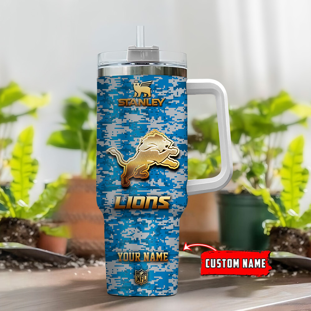 Personalized Lions Tumbler with Handle - Custom Name Gift - Image 2