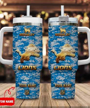 Personalized Lions Tumbler with Handle - Custom Name Gift