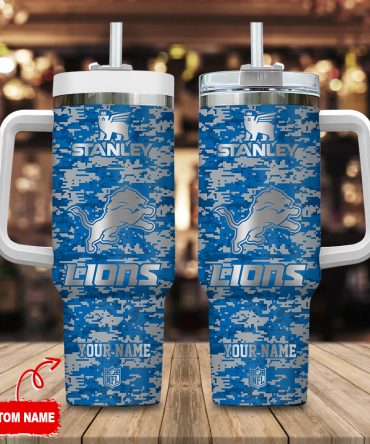 Custom NFL Team Camo Tumbler with Handle and Straw - Personalized Gift
