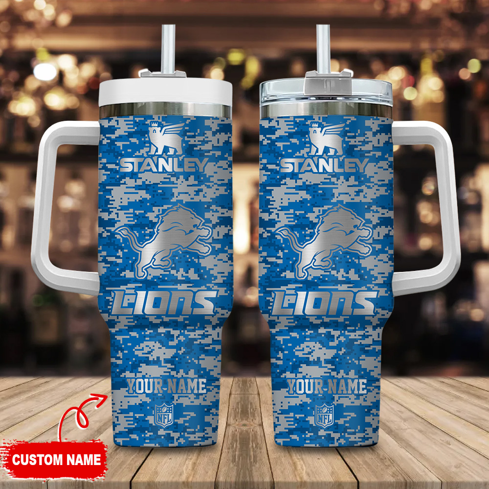 Custom NFL Team Camo Tumbler with Handle and Straw - Personalized Gift