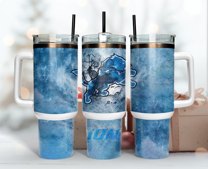 Durable Blue Lion Graphic Tumbler with Handle - Perfect for Hot & Cold Beverages