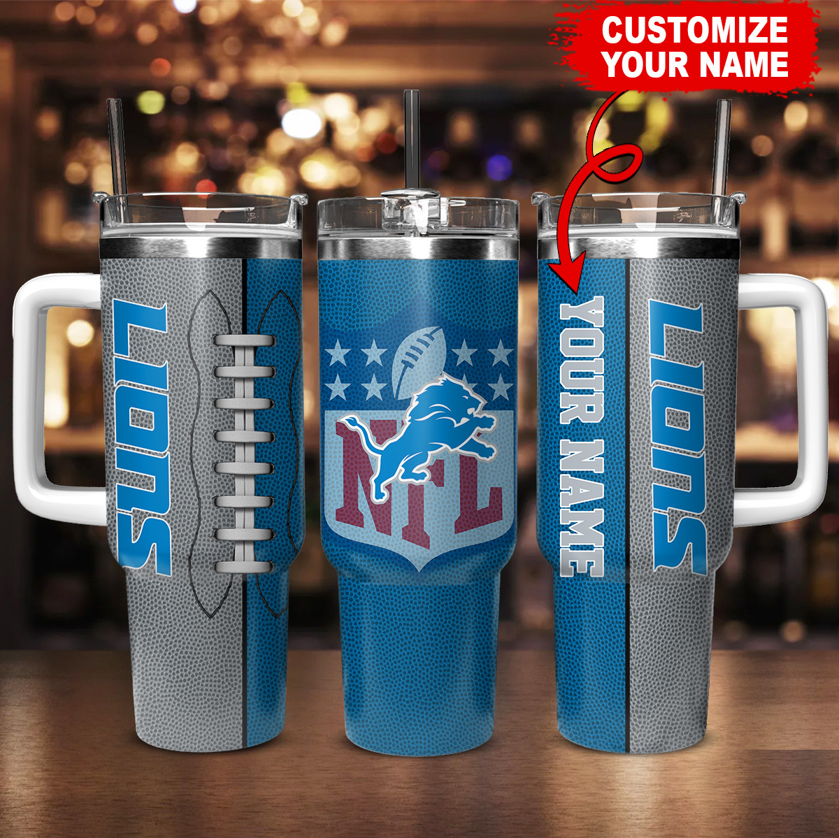 Custom NFL Team Tumbler with Handle - Personalized Gift for Football Fans - Image 2