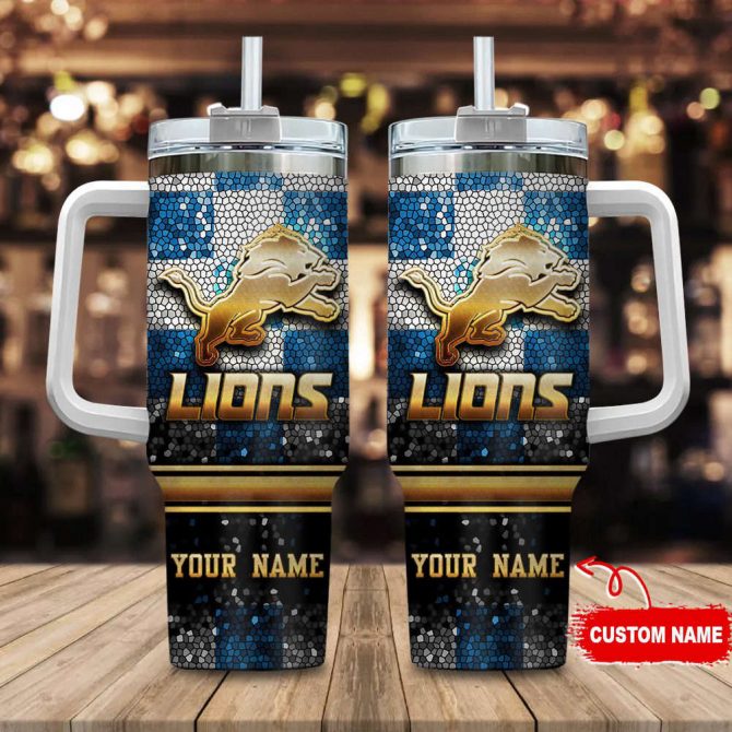 Custom Lions Tumbler with Handle - Personalized Name, Durable & Stylish