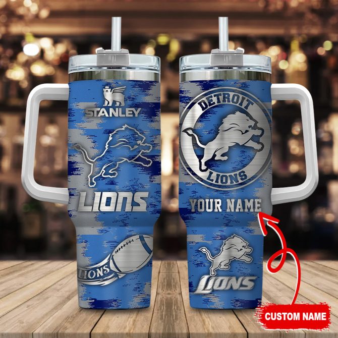 Custom Detroit Lions Tumbler - Personalized Stainless Steel Travel Mug