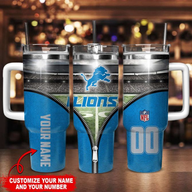 Custom NFL Team Tumbler with Handle - Personalize with Your Name & Number - Image 2