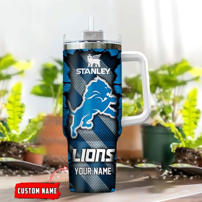 Custom Lions Tumbler with Handle - Personalized NFL Fan Gift - Image 2
