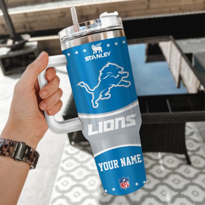 Custom NFL Lions Tumbler with Handle - Personalized Stanley Cup for Fans - Image 3