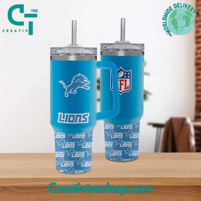 Detroit Lions NFL Insulated Travel Mug with Handle - Perfect for Game Day