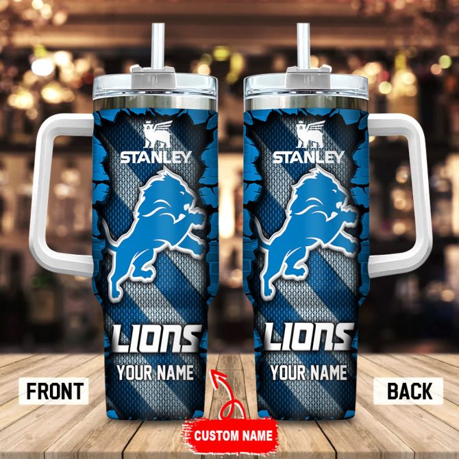 Custom Lions Tumbler with Handle - Personalized NFL Fan Gift