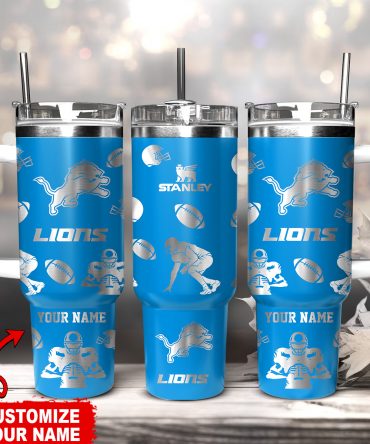 Personalized Lions Tumbler - Custom Name Sports Fan Gift