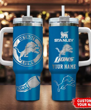 Customizable Detroit Lions Tumbler Mug - Personalized Name & Logo