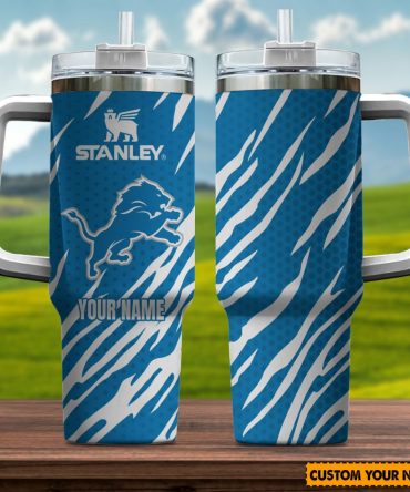 Customizable Blue Lion Stainless Steel Tumbler with Handle and Straw - Personalize Now!