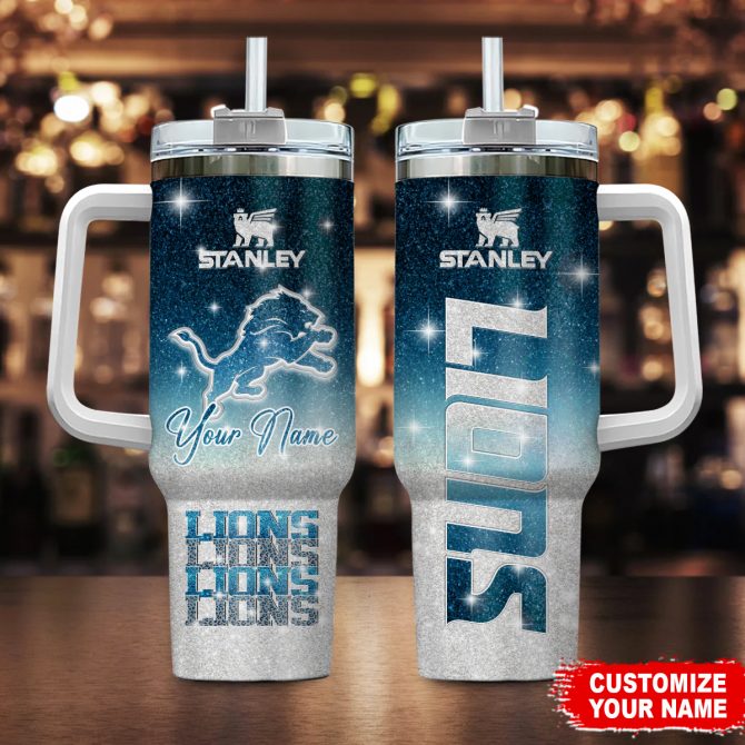 Customizable Stanley Tumbler - Personalized Lion Design with Handle & Straw