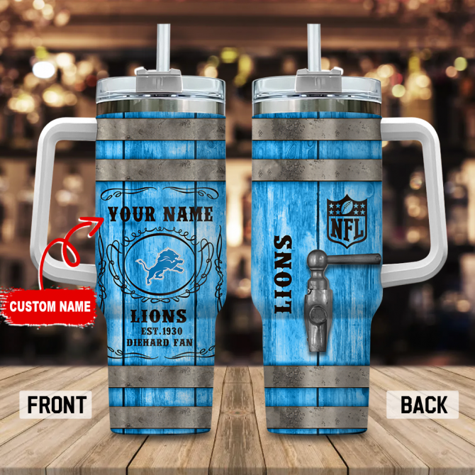 Customizable NFL Lions Fan Mug with Handle and Straw - Perfect Gift for Sports Enthusiasts - Image 3