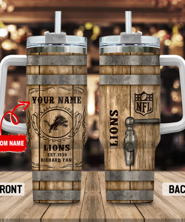 Customizable NFL Lions Fan Mug with Handle and Straw - Perfect Gift for Sports Enthusiasts