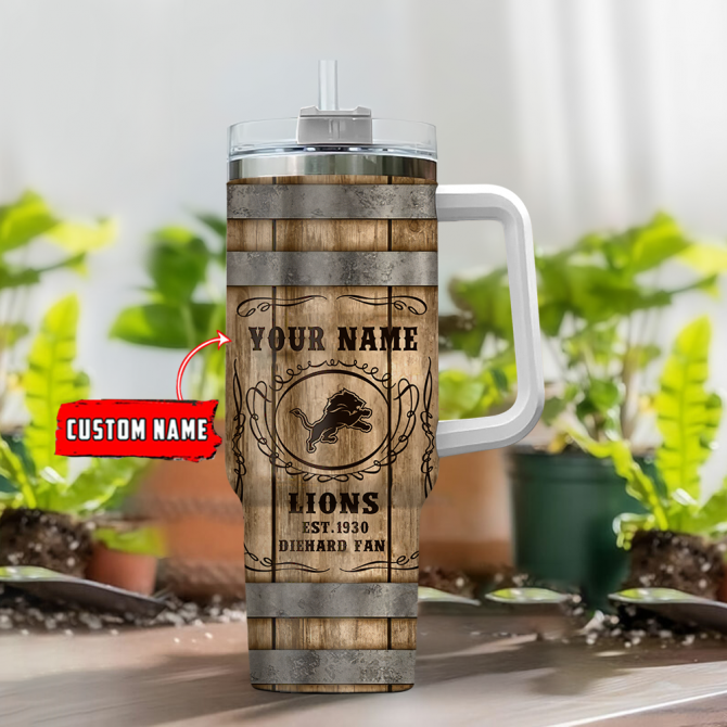 Customizable NFL Lions Fan Mug with Handle and Straw - Perfect Gift for Sports Enthusiasts - Image 2