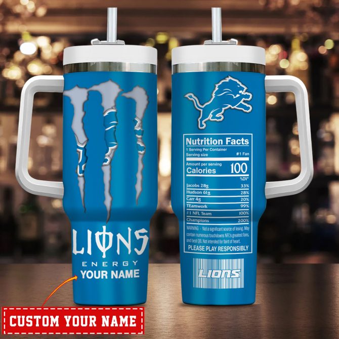 Customizable Lions Energy Drink Tumbler - Stay Hydrated with Style & Pride