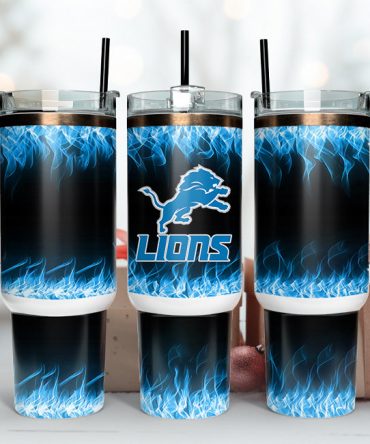 Premium Insulated Tumbler with Handle - Lions Blue Flame Design