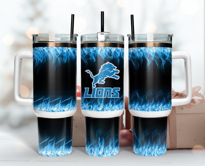 Premium Insulated Tumbler with Handle - Lions Blue Flame Design