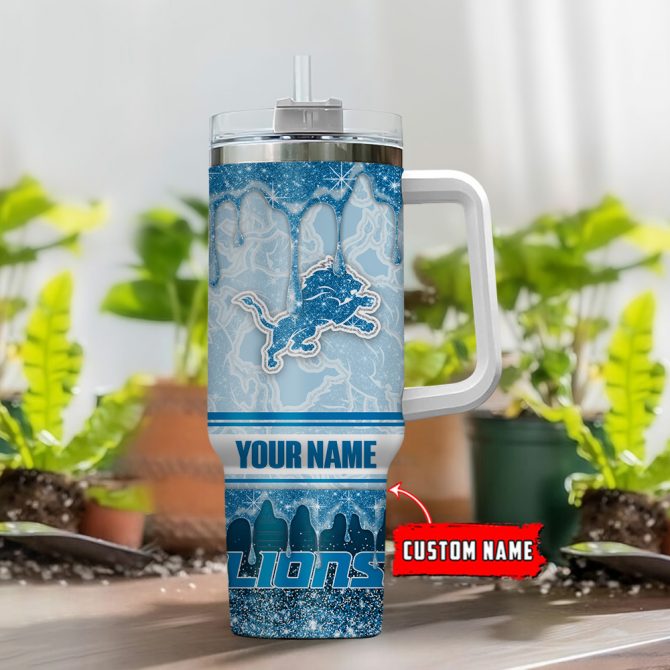 Custom Name Lion Insulated Tumbler with Handle & Straw - Personalized Gift - Image 2