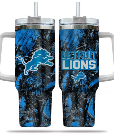 Detroit Lions Camouflage Travel Tumbler with Handle - Stay Hydrated in Style