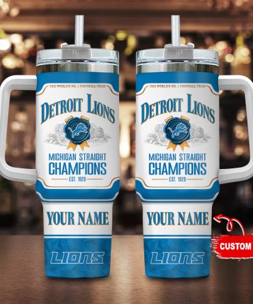 Personalized Detroit Lions Championship Mug with Custom Name - Perfect Gift for Fans