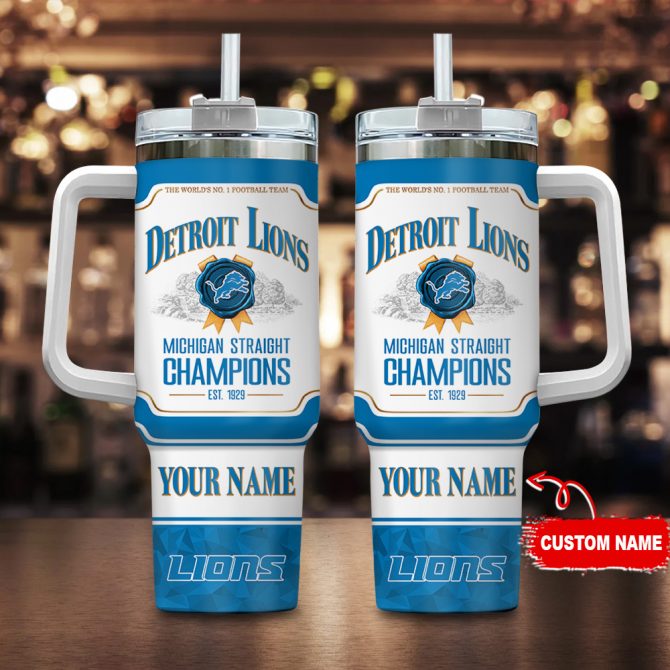 Personalized Detroit Lions Championship Mug with Custom Name - Perfect Gift for Fans