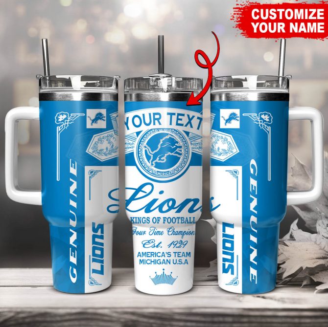 Customizable Lions Travel Mug - Personalized NFL Fan Gift